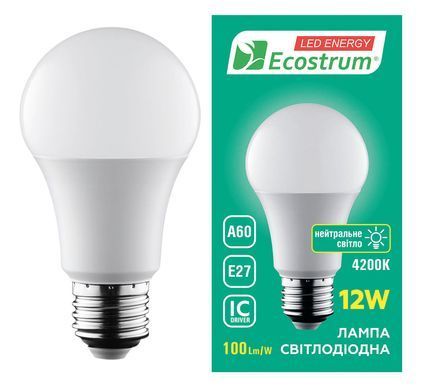 Лампа світлодіодна Ecostrum А60 12W Е27 4200K (74690)