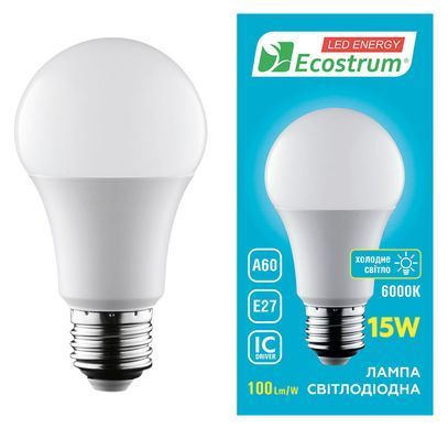 Лампа світлодіодна Ecostrum А60 15W Е27 6000K (74693)
