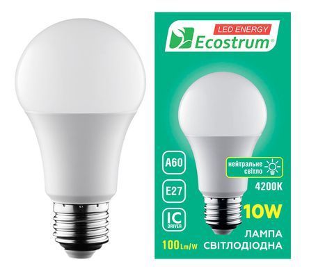 Лампа світлодіодна Ecostrum А60 10W Е27 4200K (74687)